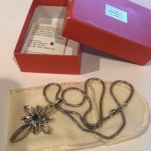 James Avery cross necklace with blue topaz